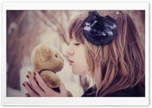 Girl Kissing Teddy Bear Ultra HD Wallpaper for 4K UHD Widescreen desktop, tablet & smartphone