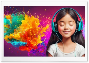 Girl Listening to Music Ultra HD Wallpaper for 4K UHD Widescreen desktop, tablet & smartphone