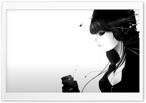 Girl Listening To Music Bw Ultra HD Wallpaper for 4K UHD Widescreen desktop, tablet & smartphone
