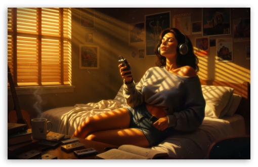 Girl Listening to Music with Walkman UltraHD Wallpaper for UHD 16:9 ; HD 16:9 ; UltraWide 21:9 24:10 ; Widescreen 16:10 5:3 ; Fullscreen 4:3 5:4 3:2 ; Tablet 1:1 ; Mobile 9:16 9:19.5 9:20 10:16 2:3 3:5 3:4 ;
