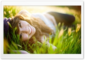 Girl Lying On Grass Ultra HD Wallpaper for 4K UHD Widescreen desktop, tablet & smartphone