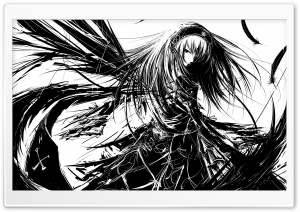Girl Manga BW Ultra HD Wallpaper for 4K UHD Widescreen desktop, tablet & smartphone