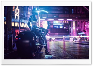 Girl Motorcycle Streets Art Ultra HD Wallpaper for 4K UHD Widescreen desktop, tablet & smartphone
