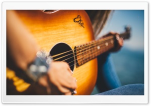 Girl Playing Acoustic Guitar Close-up Ultra HD Wallpaper for 4K UHD Widescreen desktop, tablet & smartphone