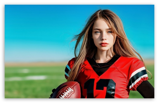 Girl Playing American Football UltraHD Wallpaper for UHD 16:9 ; HD 16:9 ; UltraWide 21:9 24:10 ; Widescreen 16:10 5:3 ; Fullscreen 4:3 5:4 3:2 ;