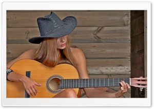 Girl Playing Guitar Ultra HD Wallpaper for 4K UHD Widescreen desktop, tablet & smartphone