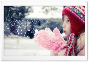 Girl Playing With Snow Ultra HD Wallpaper for 4K UHD Widescreen desktop, tablet & smartphone