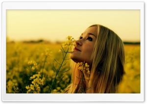 Girl, Rapeseed Field 4K UHD Wallpaper for Widescreen and UltraWide Desktop, UltraHD TV, Smartphone, Tablet