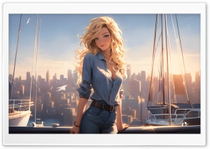 Girl Ready for Yachting Digital Art Ultra HD Wallpaper for 4K UHD Widescreen desktop, tablet & smartphone