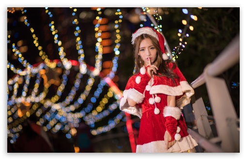 Girl Santa Claus UltraHD Wallpaper for HD 16:9 ; Widescreen 16:10 5:3 ; Fullscreen 3:2 ;