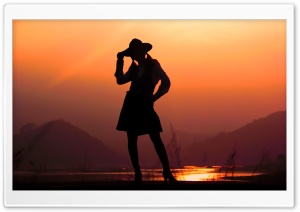 Girl Silhouette Sunset Photography Ultra HD Wallpaper for 4K UHD Widescreen desktop, tablet & smartphone