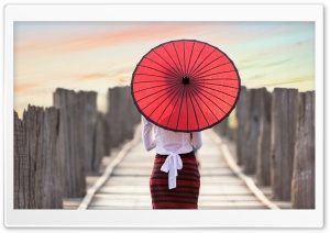 Girl Under an Oil-Paper Umbrella Ultra HD Wallpaper for 4K UHD Widescreen desktop, tablet & smartphone