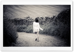 Girl Walking On Country Road Ultra HD Wallpaper for 4K UHD Widescreen desktop, tablet & smartphone