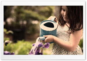 Girl Watering Plants Ultra HD Wallpaper for 4K UHD Widescreen desktop, tablet & smartphone