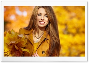 Girl With Autumn Leaves Ultra HD Wallpaper for 4K UHD Widescreen desktop, tablet & smartphone