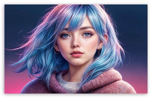 Girl with Blue Hair Art UltraHD Wallpaper for UHD 16:9 2160p 1440p 1080p 900p 720p ; 8K UHD TV 16:9 Ultra High Definition 2160p 1440p 1080p 900p 720p ; UltraWide 21:9 24:10 ; Widescreen 16:10 5:3 WHXGA WQXGA WUXGA WXGA WGA ; Fullscreen 4:3 5:4 3:2 UXGA XGA SVGA QSXGA SXGA DVGA HVGA HQVGA ( Apple PowerBook G4 iPhone 4 3G 3GS iPod Touch ) ; Tablet 1:1 ; Mobile 9:16 2:3 3:5 3:4 - ;