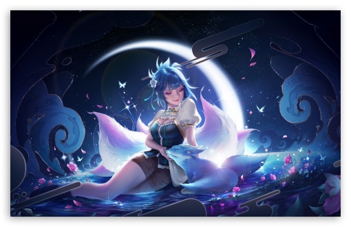 Girl with Blue Hair Petting a Blue Fox UltraHD Wallpaper for UHD 16:9 ; HD 16:9 ; UltraWide 21:9 24:10 32:9 32:10 ; Widescreen 16:10 5:3 ; Fullscreen 4:3 5:4 3:2 ; Tablet 1:1 ; Mobile 9:16 9:19.5 9:20 10:16 2:3 3:5 3:4 ; Dual 16:10 5:3 16:9 4:3 5:4 3:2 ;
