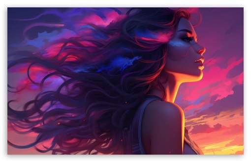 Girl with Hair Blowing in the Wind Art UltraHD Wallpaper for UHD 16:9 2160p 1440p 1080p 900p 720p ; 8K UHD TV 16:9 Ultra High Definition 2160p 1440p 1080p 900p 720p ; UltraWide 21:9 24:10 ; Widescreen 16:10 5:3 WHXGA WQXGA WUXGA WXGA WGA ; Fullscreen 4:3 5:4 3:2 UXGA XGA SVGA QSXGA SXGA DVGA HVGA HQVGA ( Apple PowerBook G4 iPhone 4 3G 3GS iPod Touch ) ; Tablet 1:1 ; Mobile 9:16 2:3 3:5 3:4 - ;