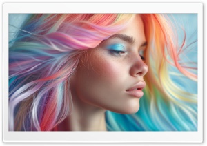 Girl With Rainbow Hair Portrait Ultra HD Wallpaper for 4K UHD Widescreen Desktop, Lockscreen, Screensaver, TV, Tablet, Smartphone