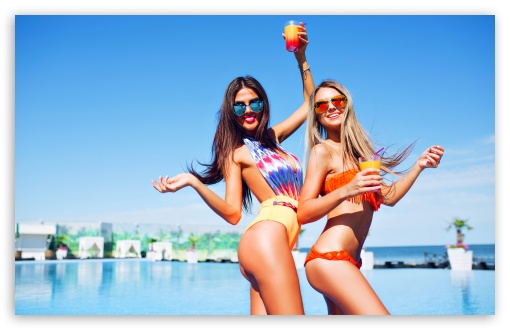Girls, Fun, Summer, Party, Dancing, Cocktails, Pool, Seaside, Swimsuit UltraHD Wallpaper for UHD 16:9 ; HD 16:9 ; UltraWide 21:9 24:10 ; Widescreen 16:10 5:3 ; Fullscreen 4:3 5:4 3:2 ; Tablet 1:1 ; Mobile 9:16 9:19.5 9:20 9:21 9:22 10:16 2:3 3:5 3:4 ;