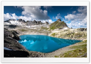 Glacial Lake, Mountains, Nature, Scenic, Blue Lake, Alpine, Wilderness 4K UHD Wallpaper for Widescreen and UltraWide Desktop, UltraHD TV, Smartphone, Tablet