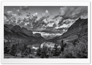Glacier National Park, Montana, Black and White Ultra HD Wallpaper for 4K UHD Widescreen desktop, tablet & smartphone