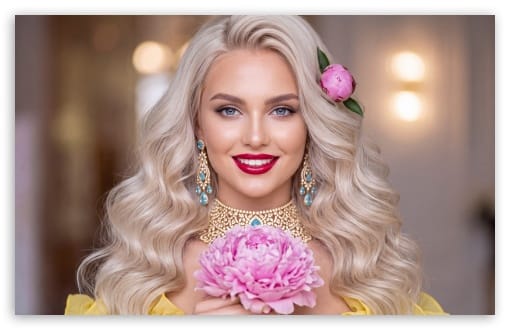 Glamour Portrait of Blonde Woman in Yellow UltraHD Wallpaper for UHD 16:9 ; HD 16:9 ; UltraWide 21:9 24:10 32:9 32:10 ; Widescreen 16:10 ; Tablet 1:1 ; Mobile 9:16 9:19.5 9:20 9:21 9:22 ; Dual 16:10 16:9 ;