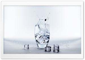 Glass of Water with Ice Cubes Ultra HD Wallpaper for 4K UHD Widescreen desktop, tablet & smartphone