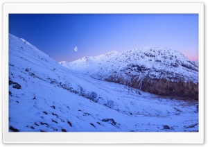 Glencoe, Scotland, Nightfall, Moonrise Ultra HD Wallpaper for 4K UHD Widescreen desktop, tablet & smartphone