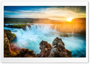 Godafoss Waterfall, Iceland Ultra HD Wallpaper for 4K UHD Widescreen desktop, tablet & smartphone