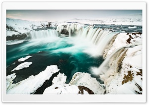 Godafoss Waterfall, Winter, Iceland Ultra HD Wallpaper for 4K UHD Widescreen desktop, tablet & smartphone