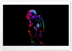 Gojo Satoru, Colorful, Black Background, FanArt, Manga, Iridescent 4K UHD Wallpaper for Widescreen and UltraWide Desktop, UltraHD TV, Smartphone, Tablet