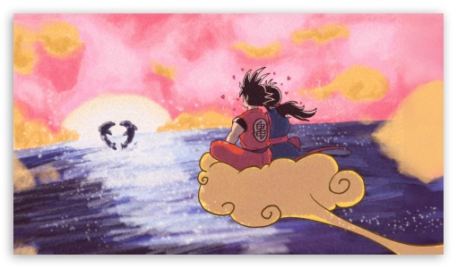 Goku And Chi Chi On The Nimbus UltraHD Wallpaper for UHD 16:9 ; HD 16:9 ;