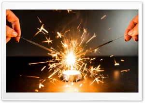 Gold Sparklers Fireworks Ultra HD Wallpaper for 4K UHD Widescreen desktop, tablet & smartphone