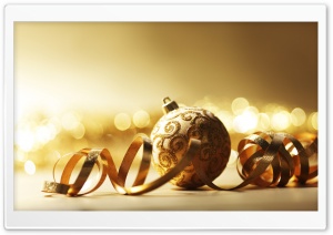 Golden Christmas Ball Ultra HD Wallpaper for 4K UHD Widescreen desktop, tablet & smartphone