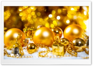 Golden Christmas Decoration Ultra HD Wallpaper for 4K UHD Widescreen desktop, tablet & smartphone