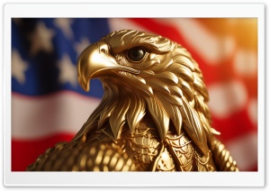 Golden Eagle, Fourth of July, American Flag Ultra HD Wallpaper for 4K UHD Widescreen desktop, tablet & smartphone
