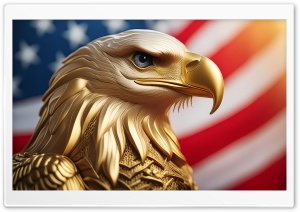 Golden Eagle, Fourth of July, USA Flag Ultra HD Wallpaper for 4K UHD Widescreen desktop, tablet & smartphone