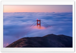 Golden Gate Bridge Fog Sunrise Ultra HD Wallpaper for 4K UHD Widescreen desktop, tablet & smartphone