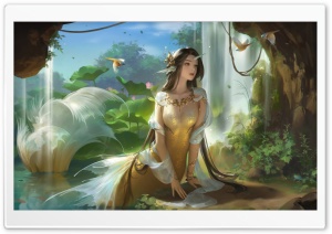 Golden Mermaid Art Ultra HD Wallpaper for 4K UHD Widescreen desktop, tablet & smartphone