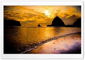 Golden Sea Sunset Ultra HD Wallpaper for 4K UHD Widescreen desktop, tablet & smartphone