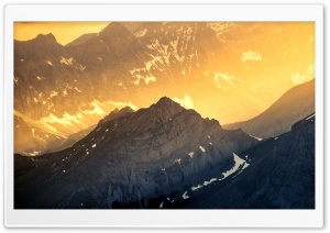 Golden Sunlight Over Mountain Peaks 4K UHD Wallpaper for Widescreen and UltraWide Desktop, UltraHD TV, Smartphone, Tablet