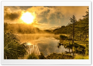 Golden Sunrise at Natural Lake Ultra HD Wallpaper for 4K UHD Widescreen desktop, tablet & smartphone