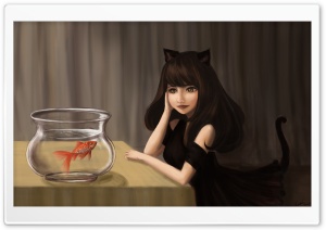 Goldfish Bowl Painting Art Ultra HD Wallpaper for 4K UHD Widescreen desktop, tablet & smartphone