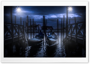 Gondolas in Venice at Night Ultra HD Wallpaper for 4K UHD Widescreen desktop, tablet & smartphone