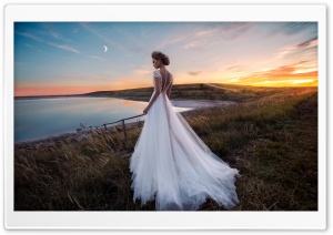 Gorgeous Bride in a Beautiful Dress, Evening, Outdoor, Nature Ultra HD Wallpaper for 4K UHD Widescreen desktop, tablet & smartphone