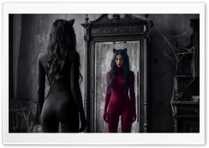 Gothic Cat Woman Secret Mirror 4K UHD Wallpaper for Widescreen and UltraWide Desktop, UltraHD TV, Smartphone, Tablet