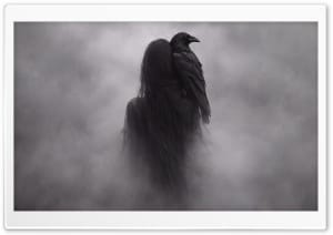 Gothic Raven on Dark Witch s Shoulder Art 4K UHD Wallpaper for Widescreen and UltraWide Desktop, UltraHD TV, Smartphone, Tablet