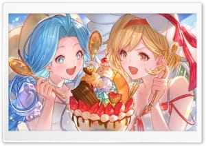 Granblue Fantasy Versus Rising Lyria Djeeta Ice Cream 4K UHD Wallpaper for Widescreen and UltraWide Desktop, UltraHD TV, Smartphone, Tablet