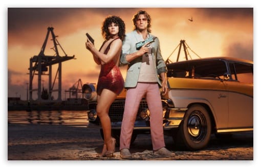 Grand Theft Auto 6, Lucia and Jason at Vice City Port UltraHD Wallpaper for UHD 16:9 ; HD 16:9 ; UltraWide 21:9 24:10 32:9 32:10 ; Widescreen 16:10 ; Tablet 1:1 ; Mobile 9:16 9:19.5 9:20 9:21 9:22 ; Dual 16:10 16:9 ;